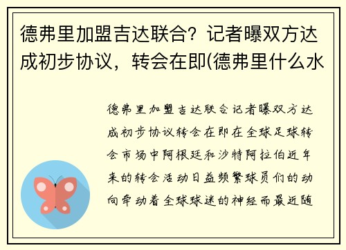 德弗里加盟吉达联合？记者曝双方达成初步协议，转会在即(德弗里什么水平)